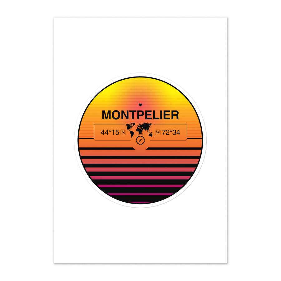 Travel Sticker Design with Retro Sunset Styling