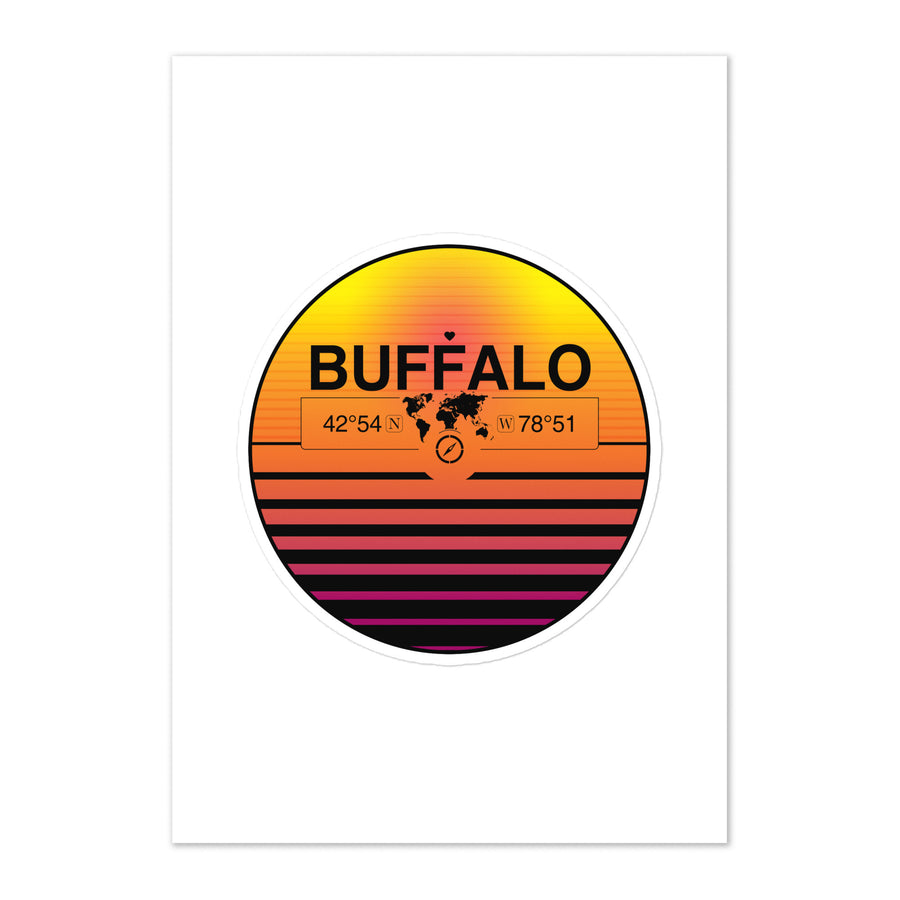 Travel Sticker Design with Retro Sunset Styling