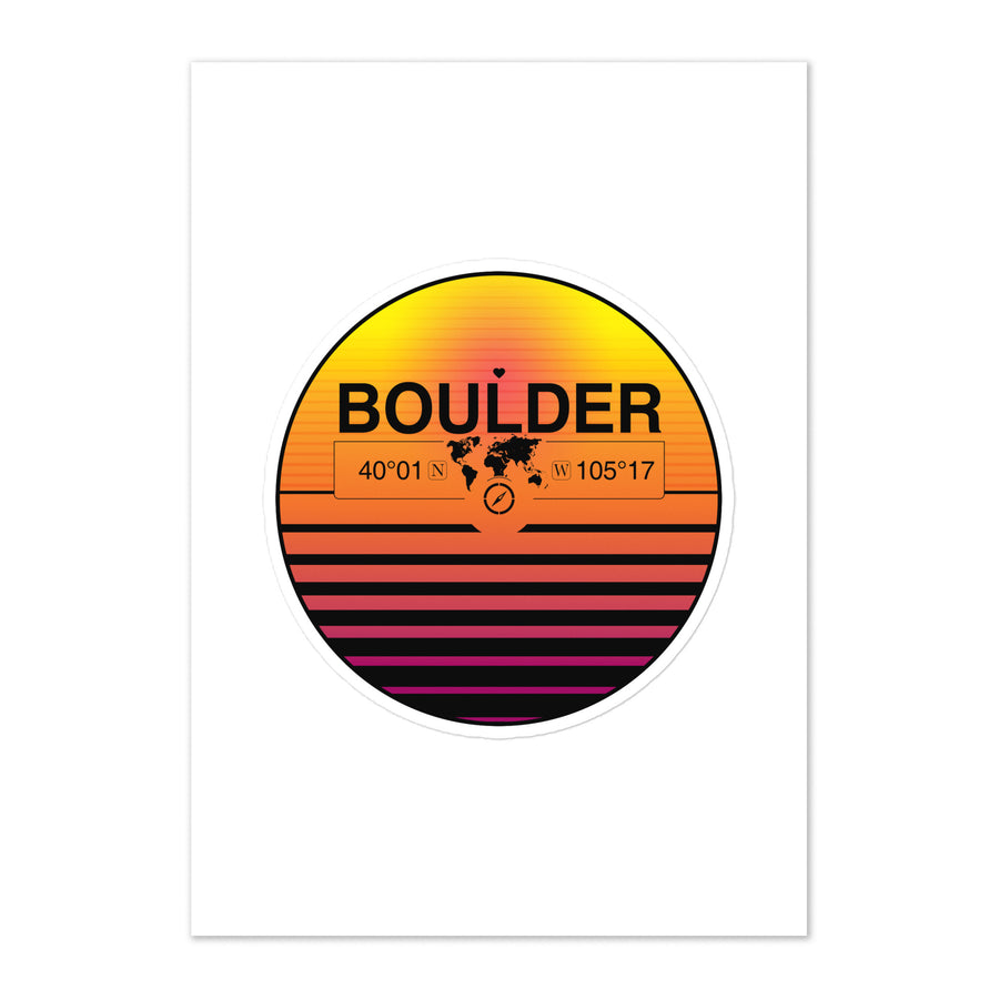 Travel Sticker Design with Retro Sunset Styling