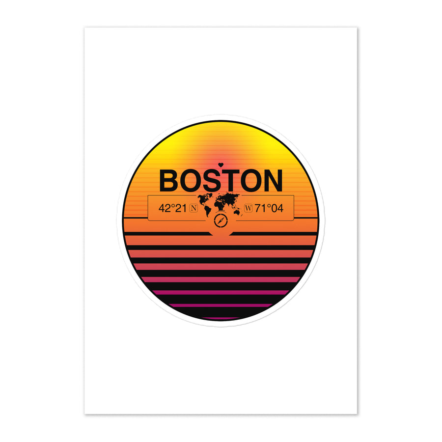 Travel Sticker Design with Retro Sunset Styling