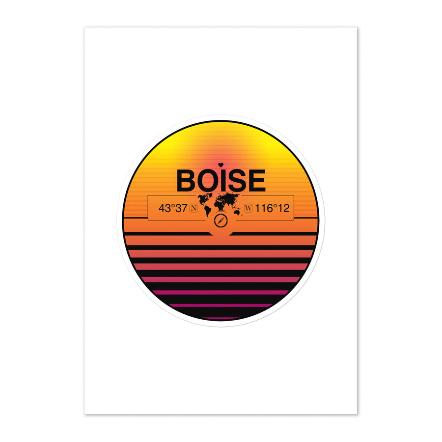 Travel Sticker Design with Retro Sunset Styling