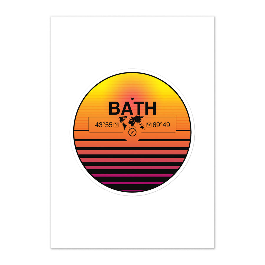 Travel Sticker Design with Retro Sunset Styling