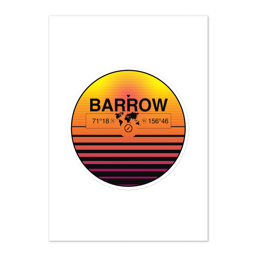 Travel Sticker Design with Retro Sunset Styling