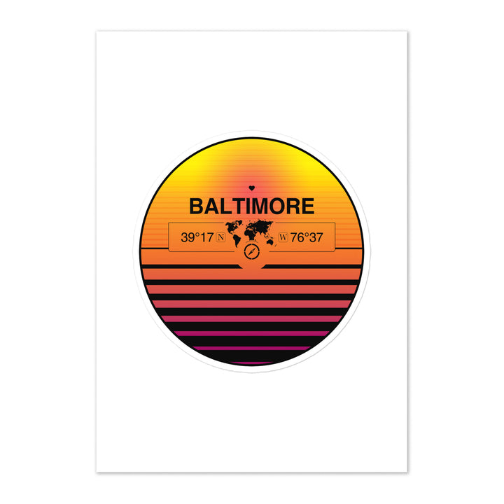 Travel Sticker Design with Retro Sunset Styling