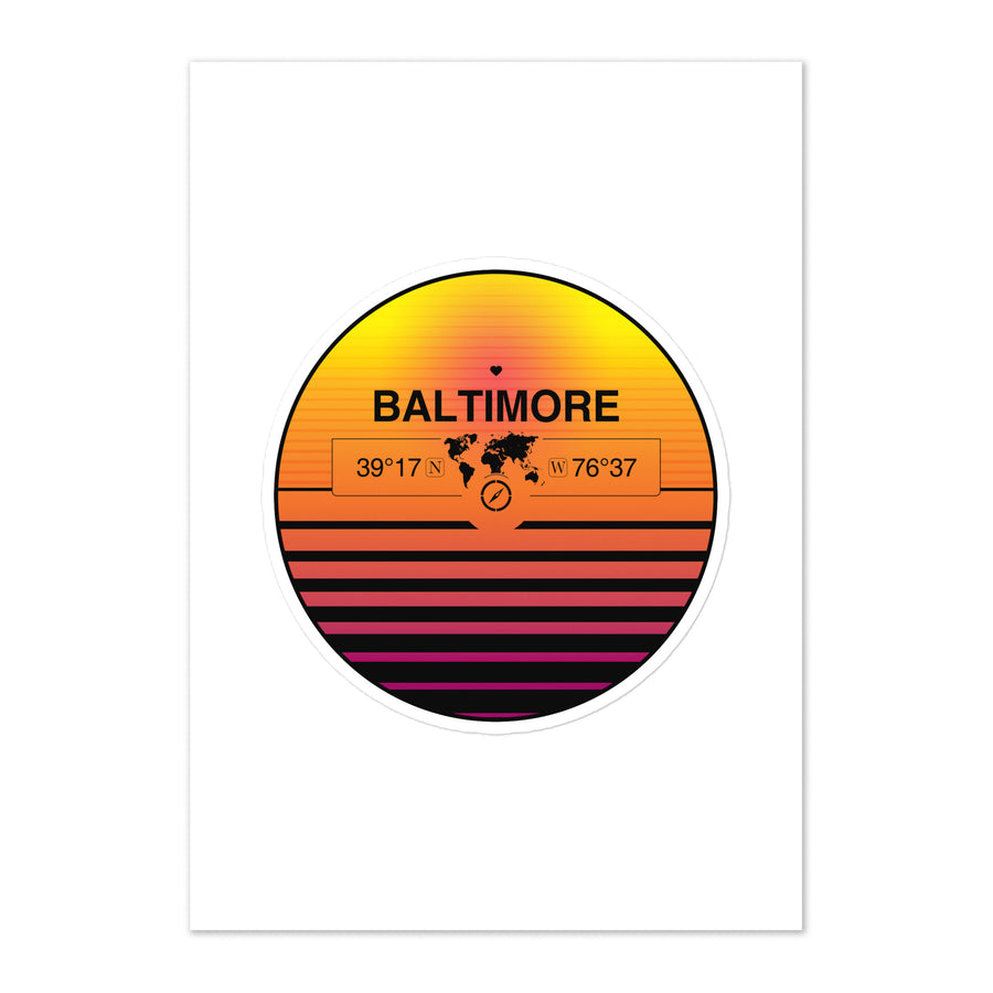 Travel Sticker Design with Retro Sunset Styling