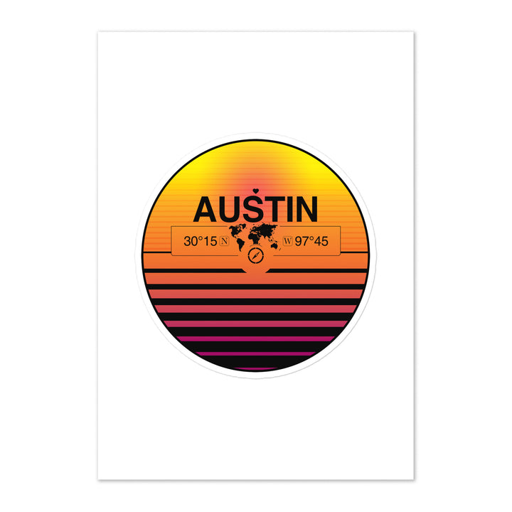 Travel Sticker Design with Retro Sunset Styling