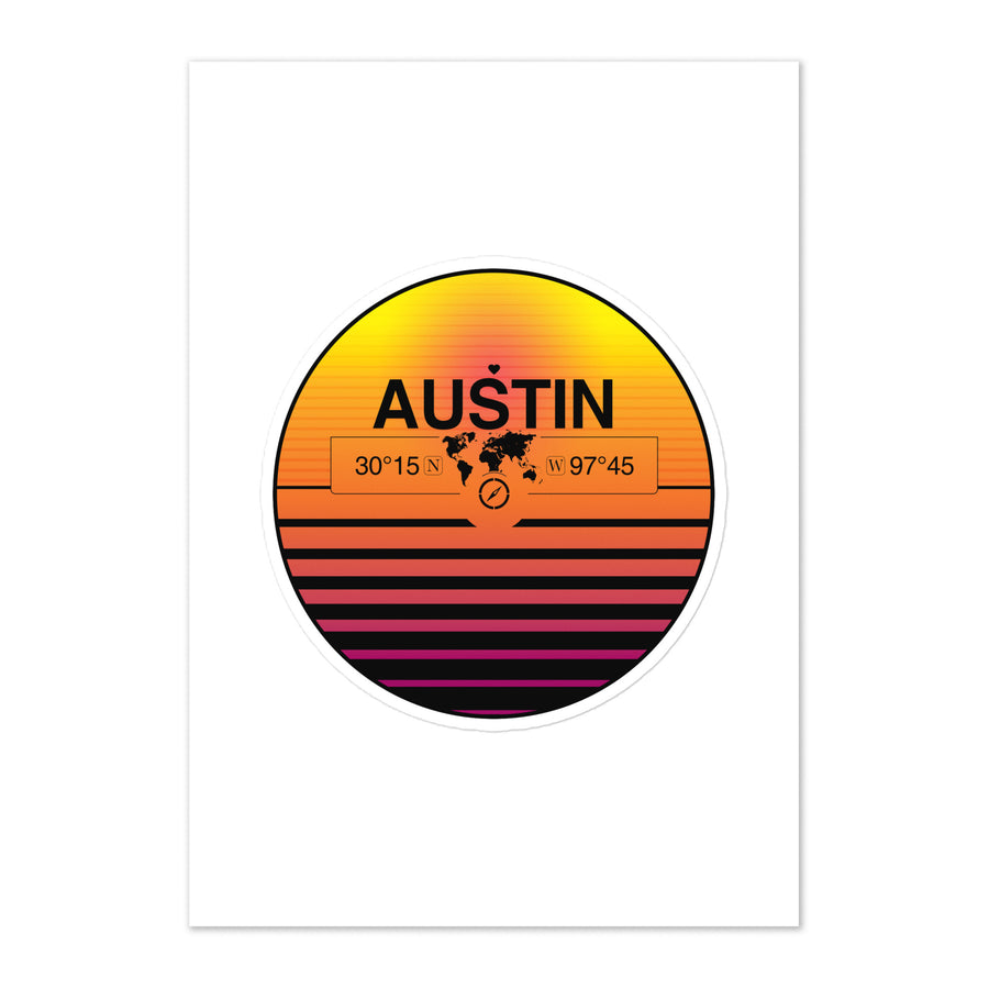Travel Sticker Design with Retro Sunset Styling
