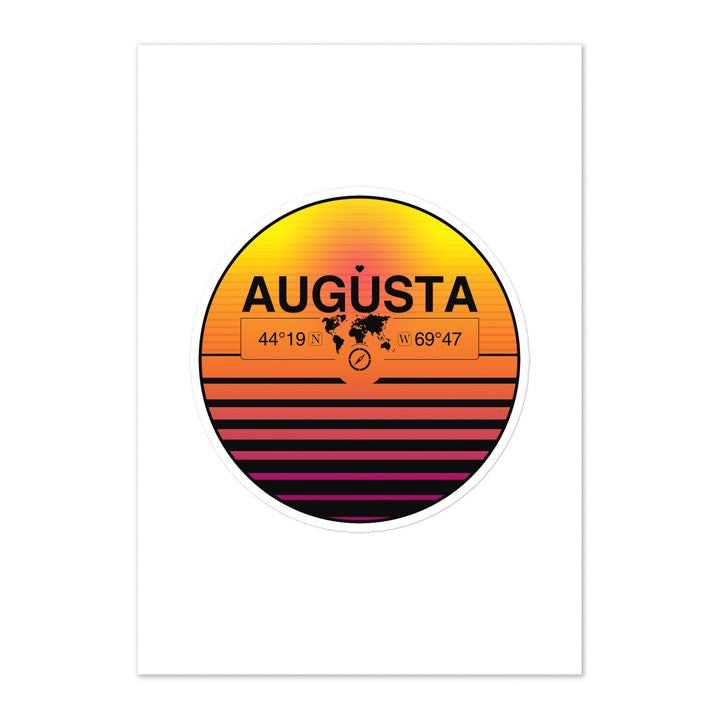 Travel Sticker Design with Retro Sunset Styling