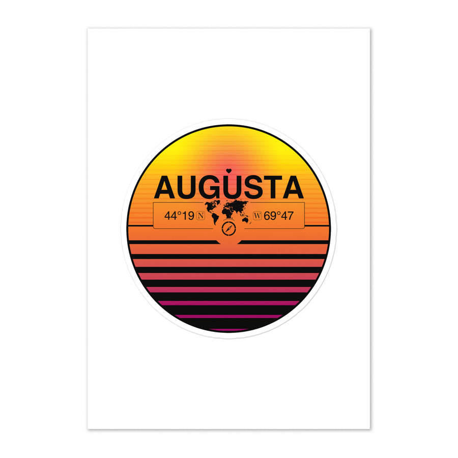 Travel Sticker Design with Retro Sunset Styling