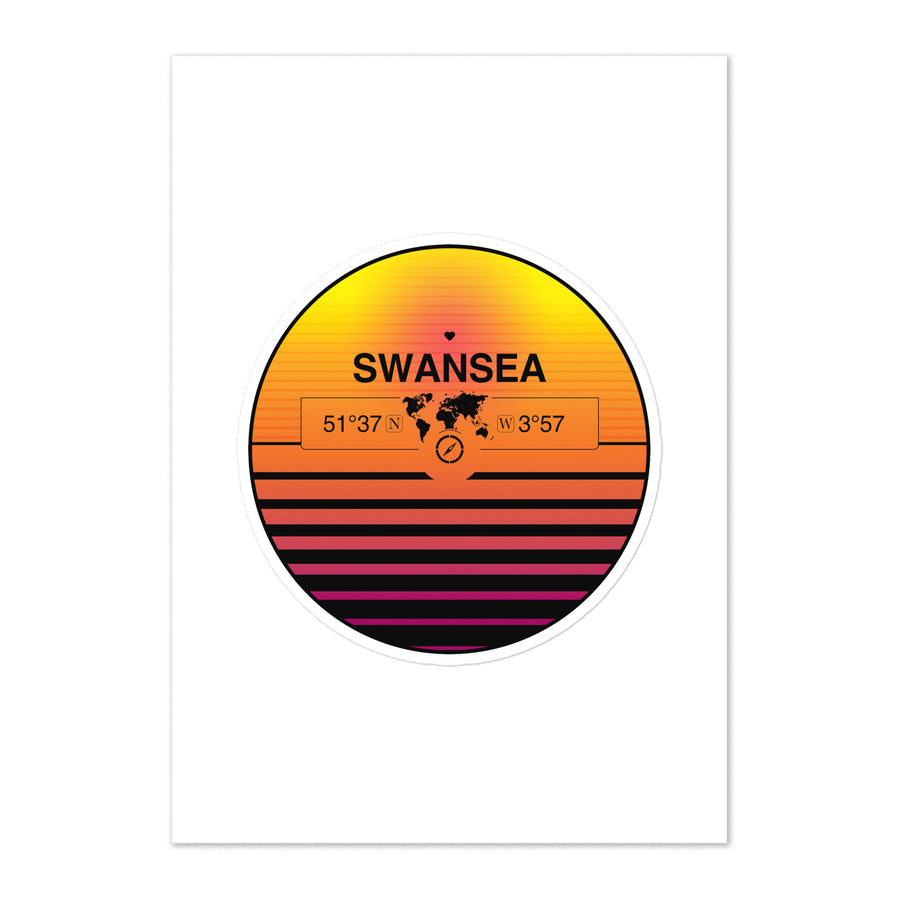 Travel Sticker Design with Retro Sunset Styling