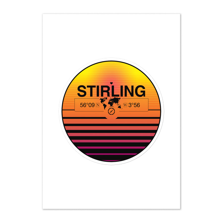Travel Sticker Design with Retro Sunset Styling