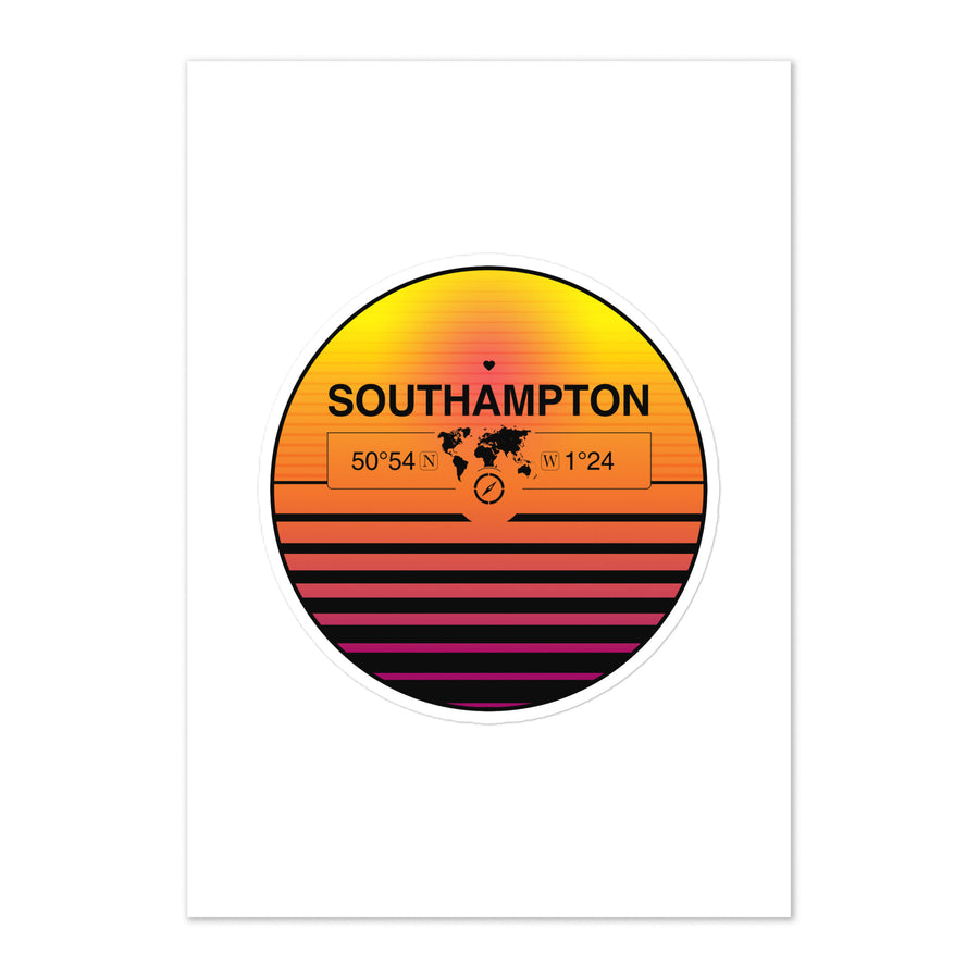 Travel Sticker Design with Retro Sunset Styling