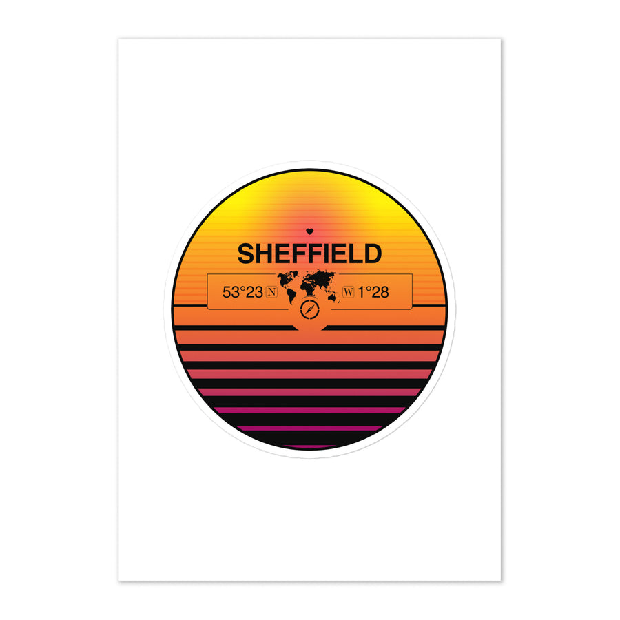 Travel Sticker Design with Retro Sunset Styling