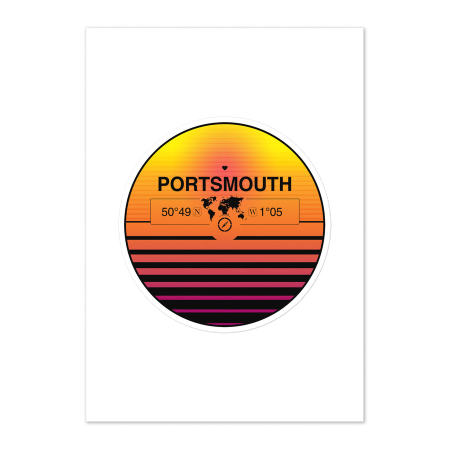 Travel Sticker Design with Retro Sunset Styling