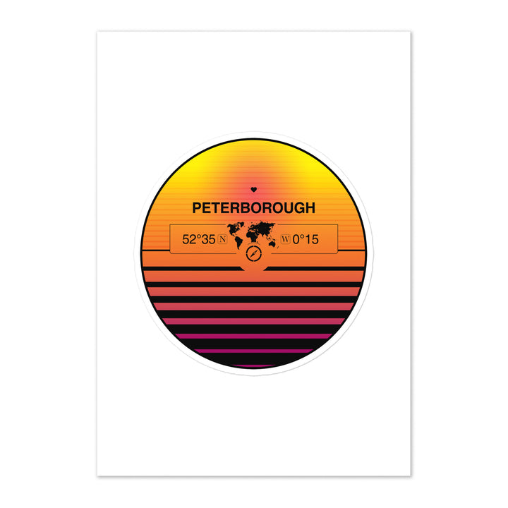 Travel Sticker Design with Retro Sunset Styling
