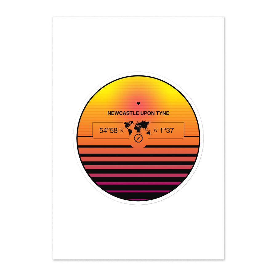 Travel Sticker Design with Retro Sunset Styling