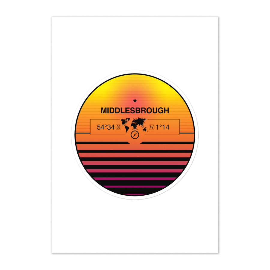 Travel Sticker Design with Retro Sunset Styling