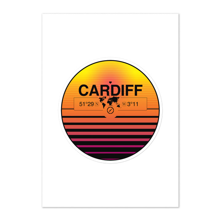 Travel Sticker Design with Retro Sunset Styling