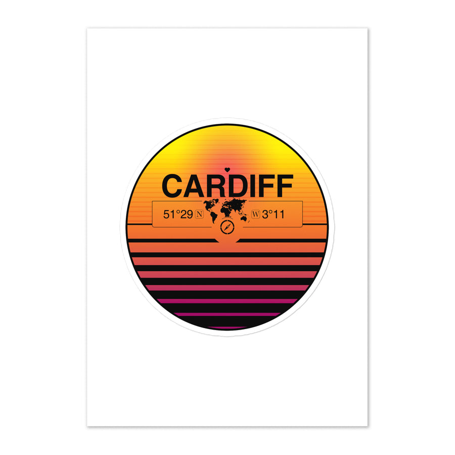 Travel Sticker Design with Retro Sunset Styling