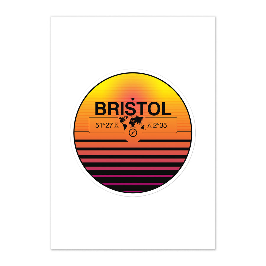 Travel Sticker Design with Retro Sunset Styling