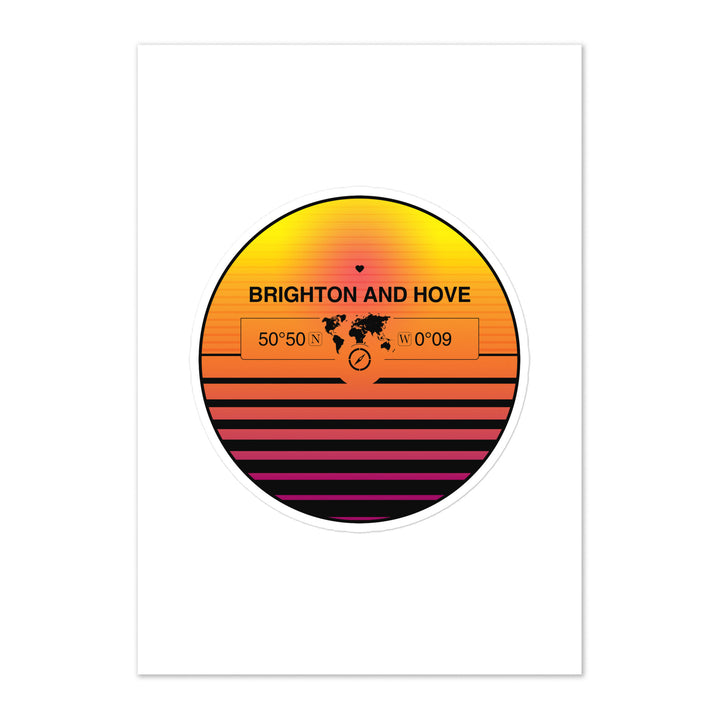 Travel Sticker Design with Retro Sunset Styling