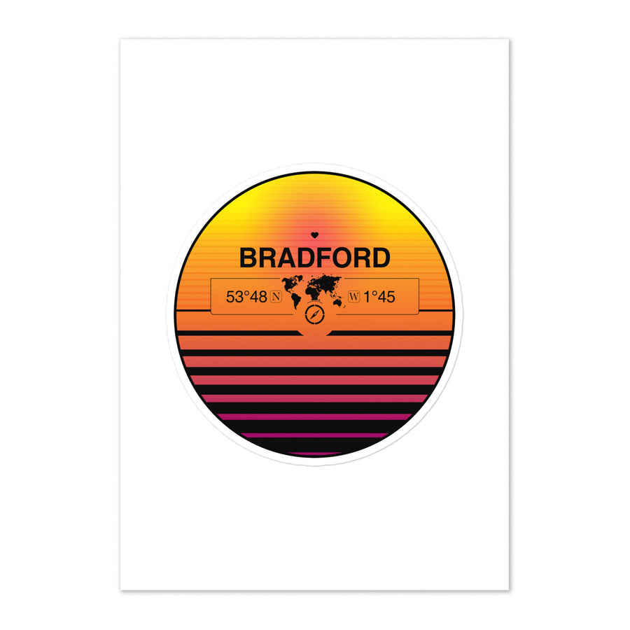 Travel Sticker Design with Retro Sunset Styling