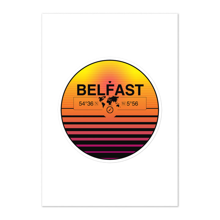 Travel Sticker Design with Retro Sunset Styling