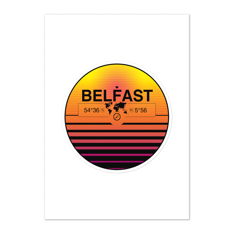 Travel Sticker Design with Retro Sunset Styling
