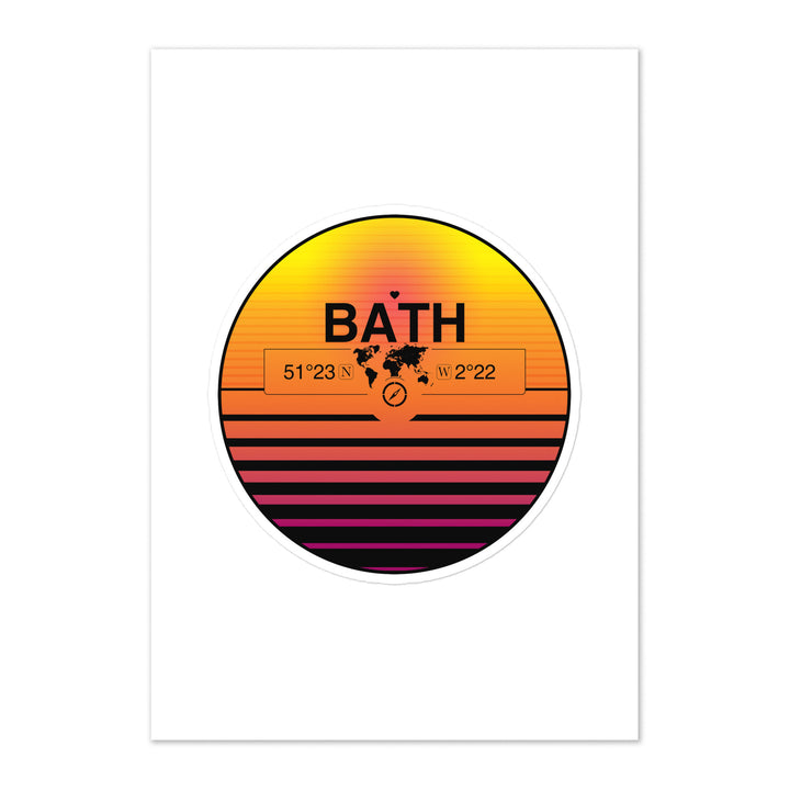 Travel Sticker Design with Retro Sunset Styling