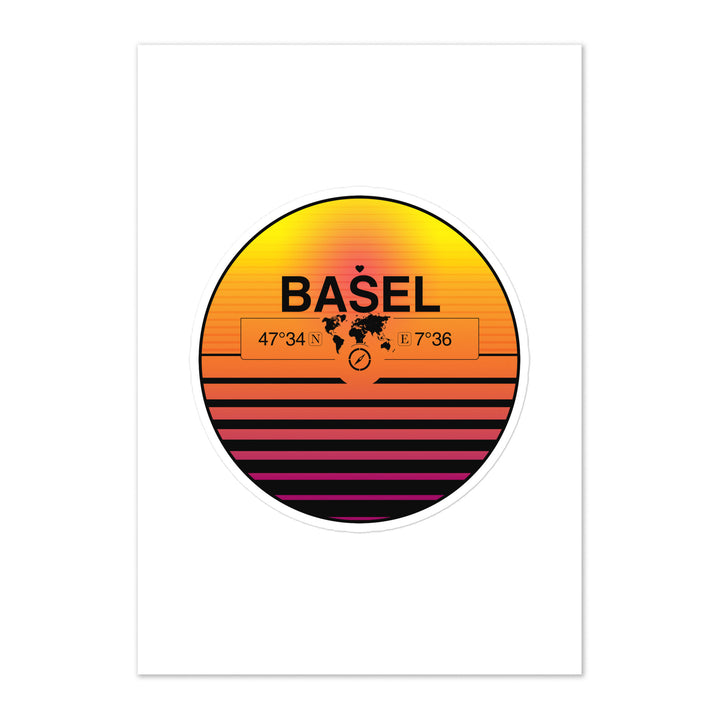 Travel Sticker Design with Retro Sunset Styling