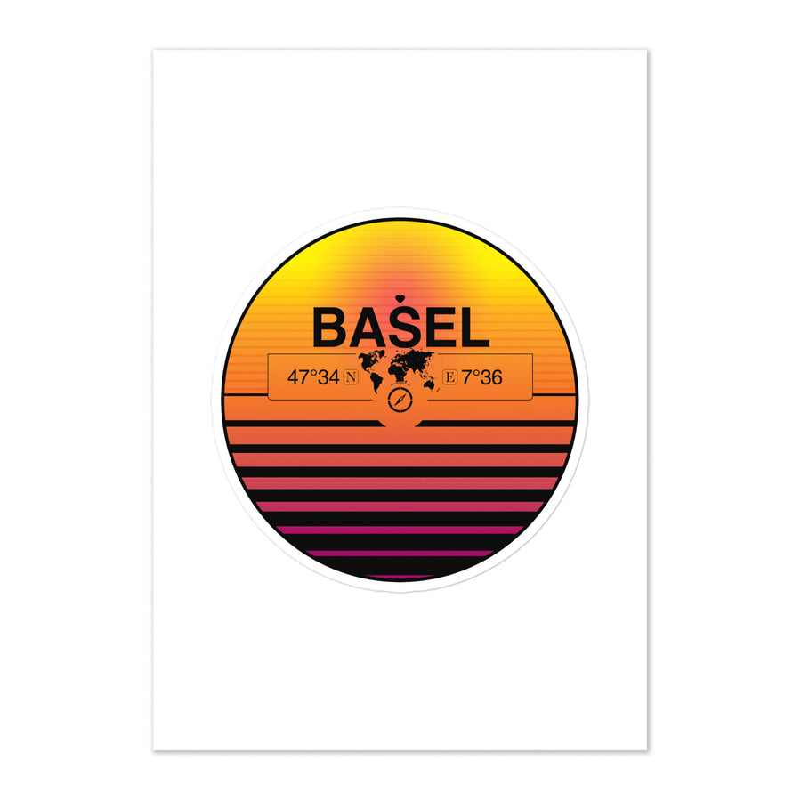 Travel Sticker Design with Retro Sunset Styling