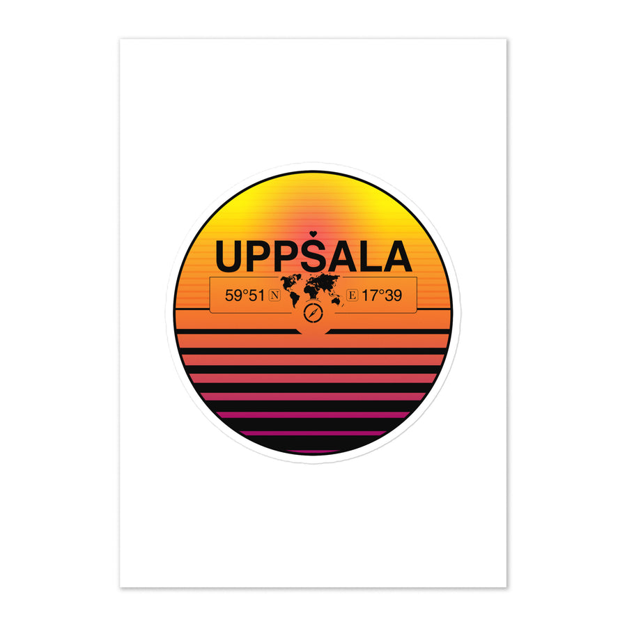 Travel Sticker Design with Retro Sunset Styling