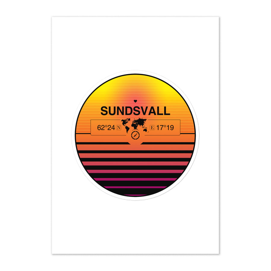 Travel Sticker Design with Retro Sunset Styling