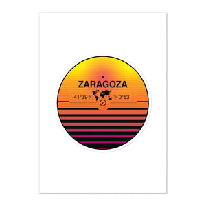 Travel Sticker Design with Retro Sunset Styling