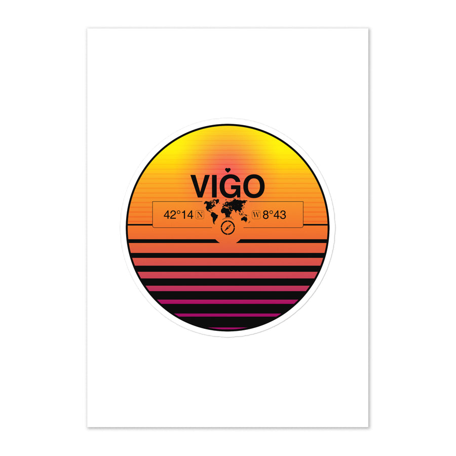 Travel Sticker Design with Retro Sunset Styling