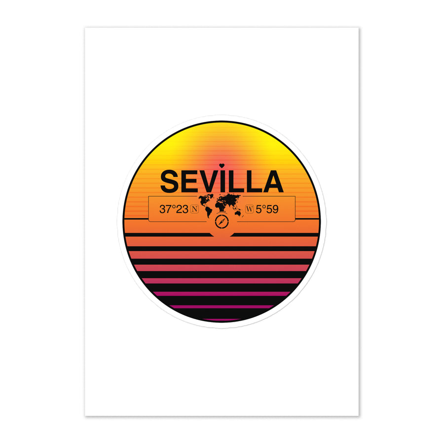 Travel Sticker Design with Retro Sunset Styling