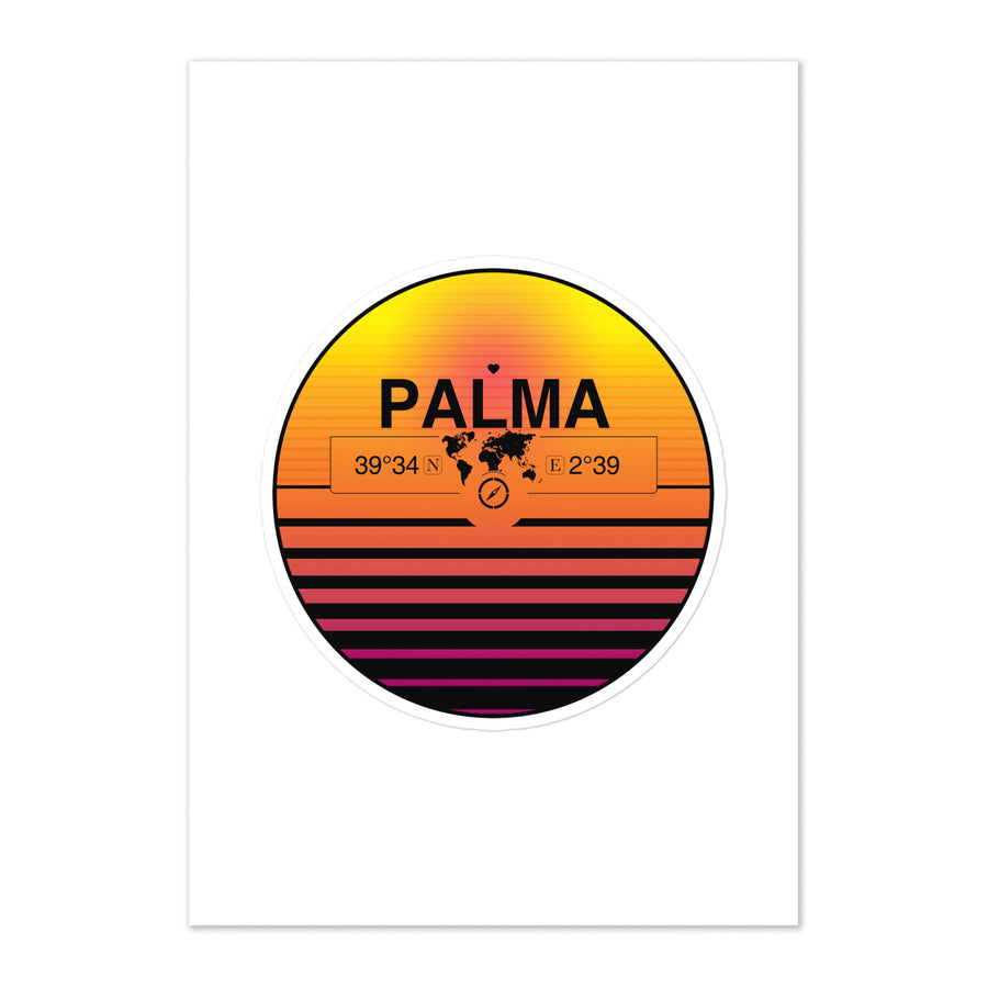 Travel Sticker Design with Retro Sunset Styling