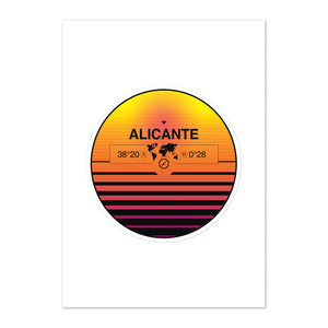 Travel Sticker Design with Retro Sunset Styling