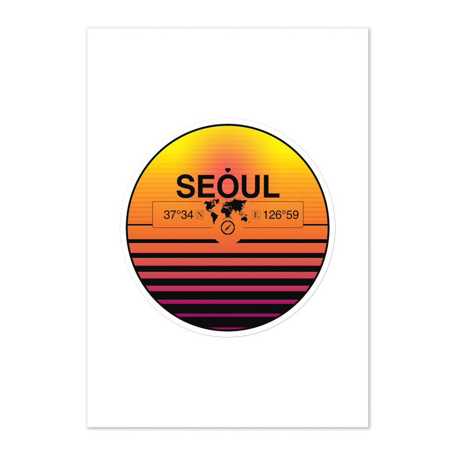 Travel Sticker Design with Retro Sunset Styling