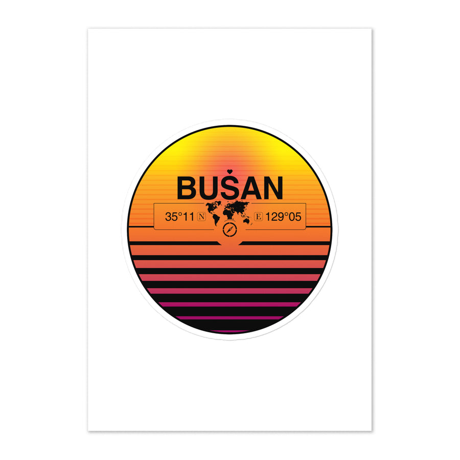 Travel Sticker Design with Retro Sunset Styling