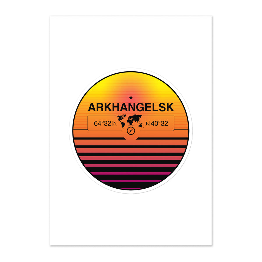 Travel Sticker Design with Retro Sunset Styling