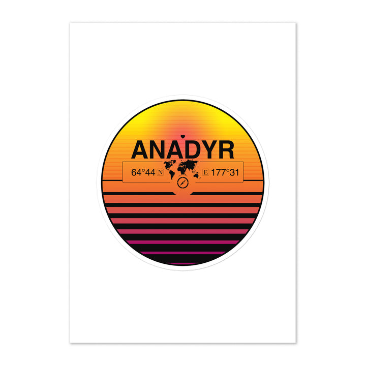 Travel Sticker Design with Retro Sunset Styling
