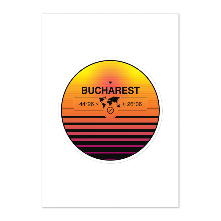 Travel Sticker Design with Retro Sunset Styling