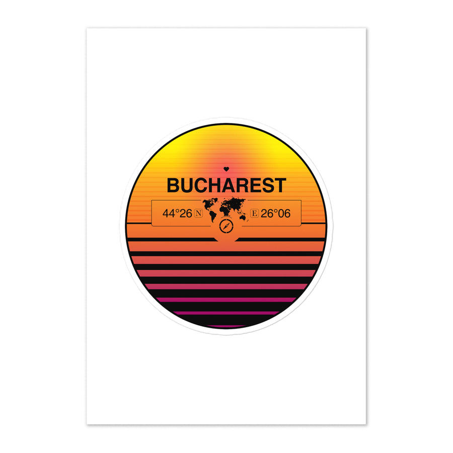 Travel Sticker Design with Retro Sunset Styling