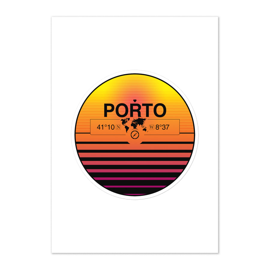 Travel Sticker Design with Retro Sunset Styling
