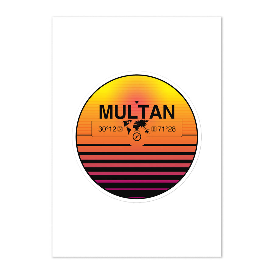 Travel Sticker Design with Retro Sunset Styling