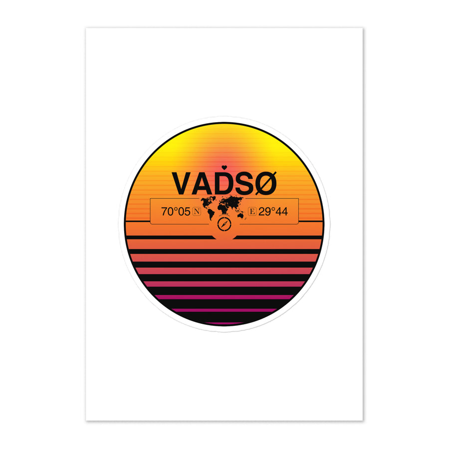 Travel Sticker Design with Retro Sunset Styling