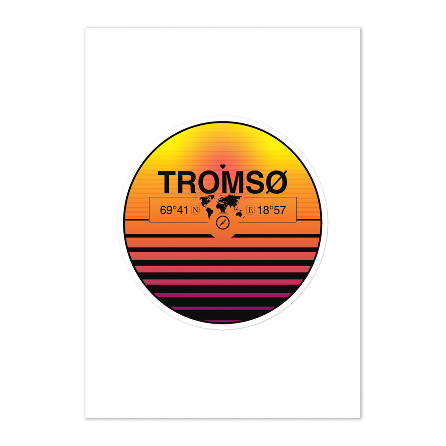 Travel Sticker Design with Retro Sunset Styling