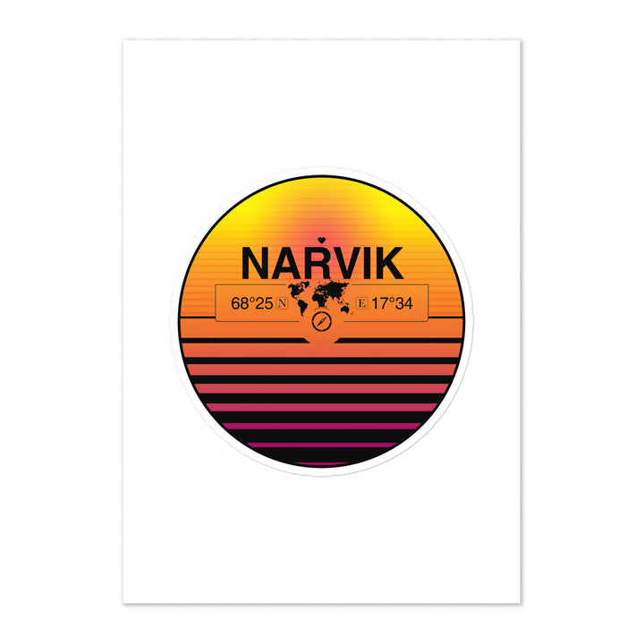 Travel Sticker Design with Retro Sunset Styling