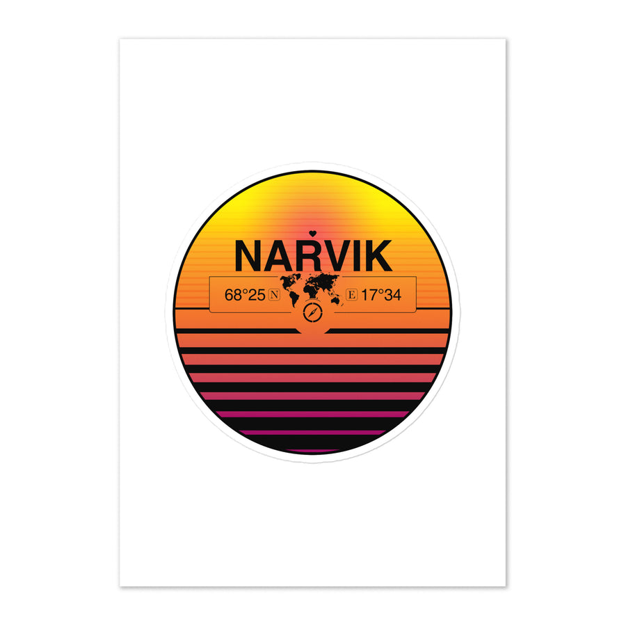 Travel Sticker Design with Retro Sunset Styling